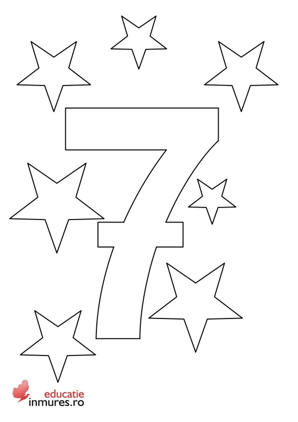 Fișe didactice cu numere - șapte