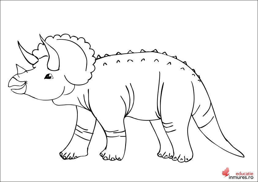 Planse de colorat - Dinozaur cu coarne