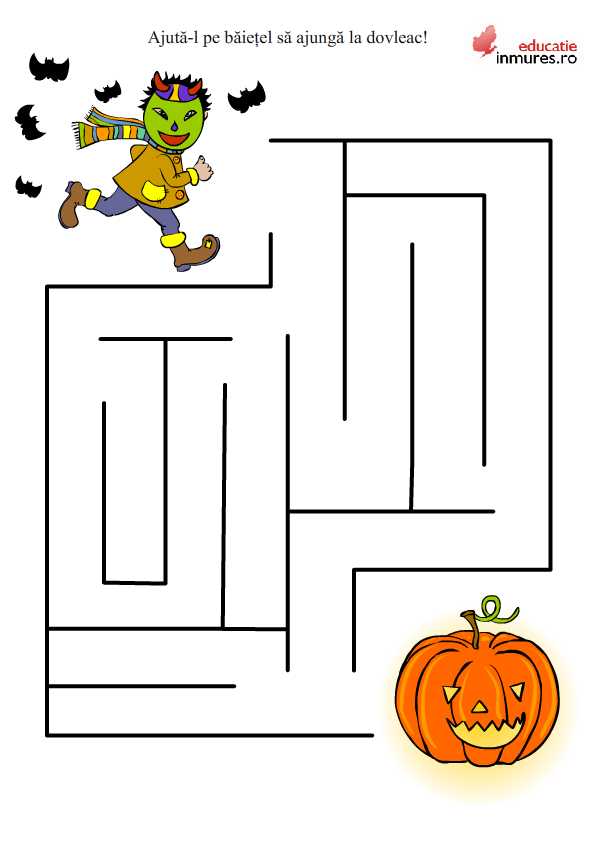 Fisa didactica cu labirint de Halloween