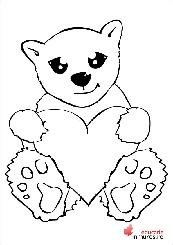 Ursuleț cu inimioară, pagina de colorat
