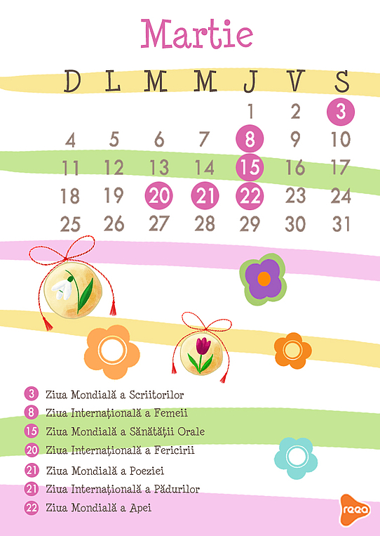 Calendarul 2018 - luna martie pentru copii