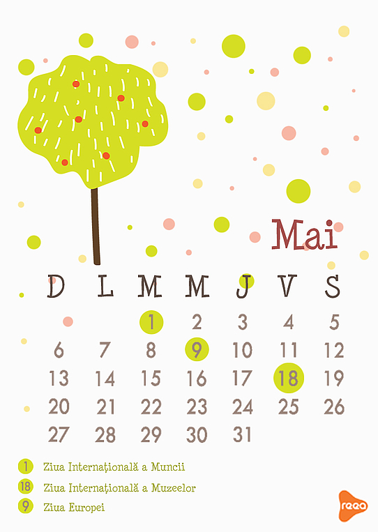 Calendarul 2018 - luna mai pentru copii