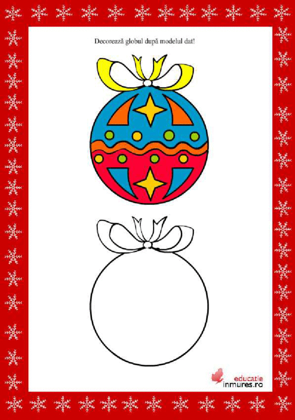 Fisa de colorat: globul de crăciun