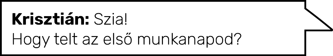 Krisztián: Szia  Hogy telt az első munkanapod
