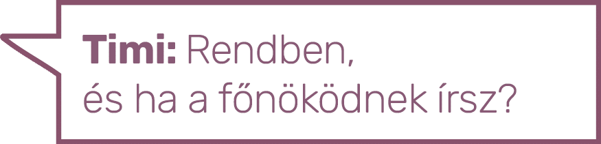 Timi: Rendben, és ha a főnöködnek írsz