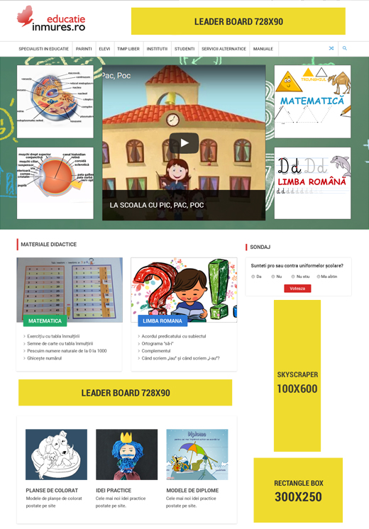 Tipuri de bannere pentru promovarea pe site-ul Educatie in Mureș